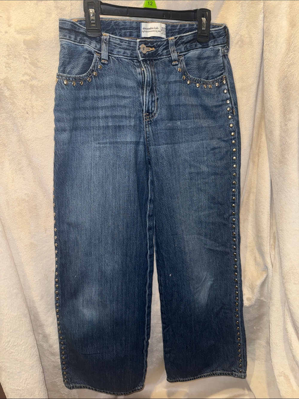 abercrombie kids dark blue studded straight jeans